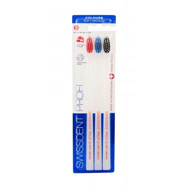 Swissdent Profi Colours Trio  3Pc Red, Blue, Black  Soft-Medium Unisex (Spazzolino)