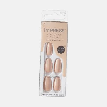 Kiss Impress Color 30Pc Coffin Shape   (False Nails) Per Donna  506 Latte
