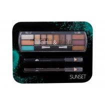 2K Night & Day  Eye Shadow Palette 8,16 G + Eyeliner Pencil 0,6 G Black + Eyeliner Pencil 0,6 G Brown 8,16G Sunset   Per Donna (Ombretto)