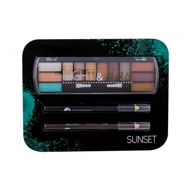 2K Night & Day  Eye Shadow Palette 8,16 G + Eyeliner Pencil 0,6 G Black + Eyeliner Pencil 0,6 G Brown 8,16G Sunset   Per Donna (Ombretto)
