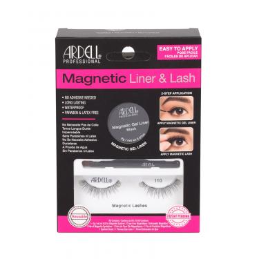 Ardell Magnetic Liner & Lash Magnetic Lashes 110 1 Pair + Magnetic Gel Line 2 G Black + Liner Brush 1 Pc 1Pc Black  110 Per Donna (Ciglia Finte)