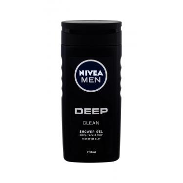 Nivea Men Deep Clean  250Ml   Body, Face & Hair Per Uomo (Bagnoschiuma)