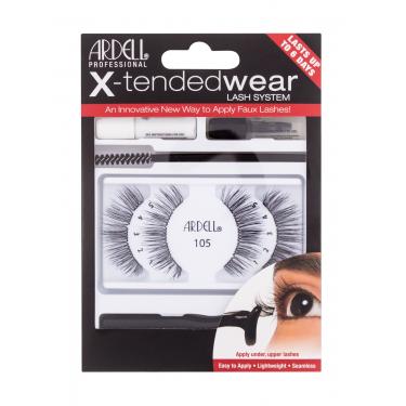 Ardell X-Tended Wear Lash System False Lashes X-Tended 105 1 Pair + Lash Glue X-Tended Wear 1 G + Applicator 1 Pc + Lash Remover 1 G + Lash Brush 1 Pc 1Pc Black  105 Per Donna (Ciglia Finte)