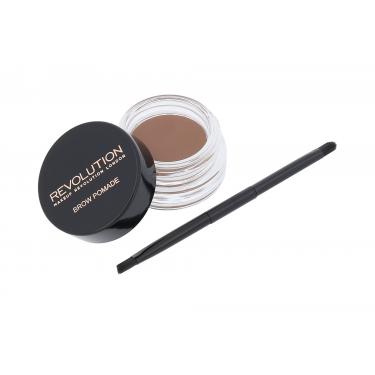 Makeup Revolution London Brow Pomade   2,5G Soft Brown  With Double Ended Brush Per Donna (Gel Per Sopracciglia E Pomata Per Sopracciglia)