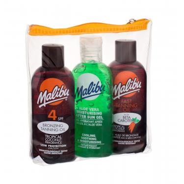 Malibu Bronzing Tanning Oil  Sunbathing Oil Spf4 100 Ml + Oil For Accelerating Tanning 100 Ml + Gel After Sunbathing Aloe Vera 100 Ml 100Ml   Spf4 Per Donna (Lozione Solare Per Il Corpo)