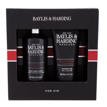 Baylis & Harding For Him Black Pepper & Ginseng Collection Hair&Body Shower Gel Black Pepper & Ginseng 300 Ml + Shower Gel Black Pepper & Ginseng 200 Ml 300Ml    Per Uomo (Bagnoschiuma)