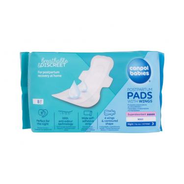 Canpol Babies Breathable & Discreet Night Postpartum Pads With Wings 8Pc  Per Donna  (Postpartum Pads)  