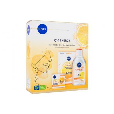 Nivea Q10 Energy  Daily Facial Cream Q10 Energy 50 Ml + Micellar Water Q10 Energy 400 Ml + Facial Textile Mask Q10 Energy 50Ml   Gift Set Per Donna (Crema Da Giorno)