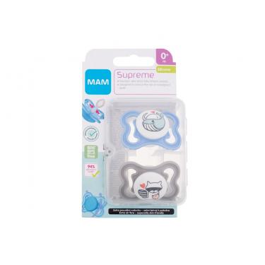 Mam Supreme Silicone Pacifier 2Pc  K  (Soother) 0m+ Blue & Grey 