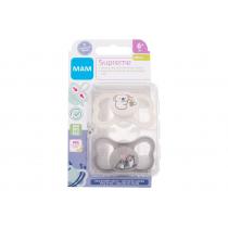 Mam Supreme Silicone Pacifier 2Pc  K  (Soother) 6m+ White & Grey 