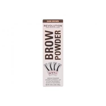 Makeup Revolution London Brow Powder Stamp & Stencil  0,65G Dark Brown   Per Donna (Polvere Per Sopracciglia)