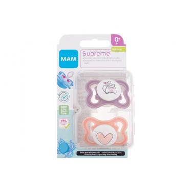 Mam Supreme Silicone Pacifier 2Pc  K  (Soother) 0m+ Violet & Orange 