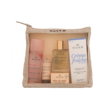 NUXE Travel Essentials    Huile Prodigieuse Dry Oil 30 ml + Very Rose 3-in-1 Soothing Micellar Water 100 ml + Reve de Miel Hand And Nail Cream 15 ml + Reve de Miel Honey Lip Balm 15 g + Creme Fraiche Moisturising Plumping Cream 30 ml + Cosmetic Bag Micell